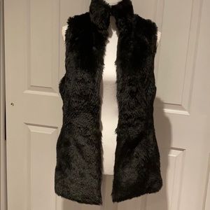 BLACK FAUX FUR VINTAGE HAVANA VEST